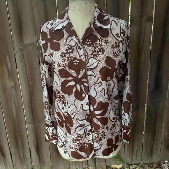 Unbranded Tops - Vintage 60s PSYCHEDELIC TROPICAL FLOWER Top Blouse 38" bust